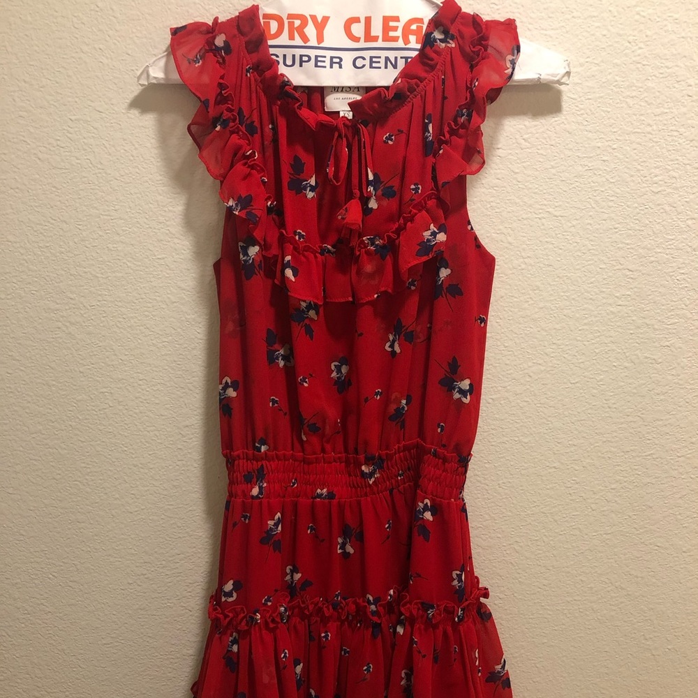 MISA red, white & blue ruffle dress